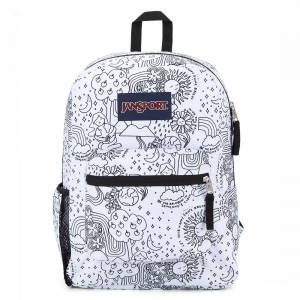 JanSport CROSS TOWN Sırt çantaları Okul Sırt Çantaları Beyaz Siyah | UTRTG13797