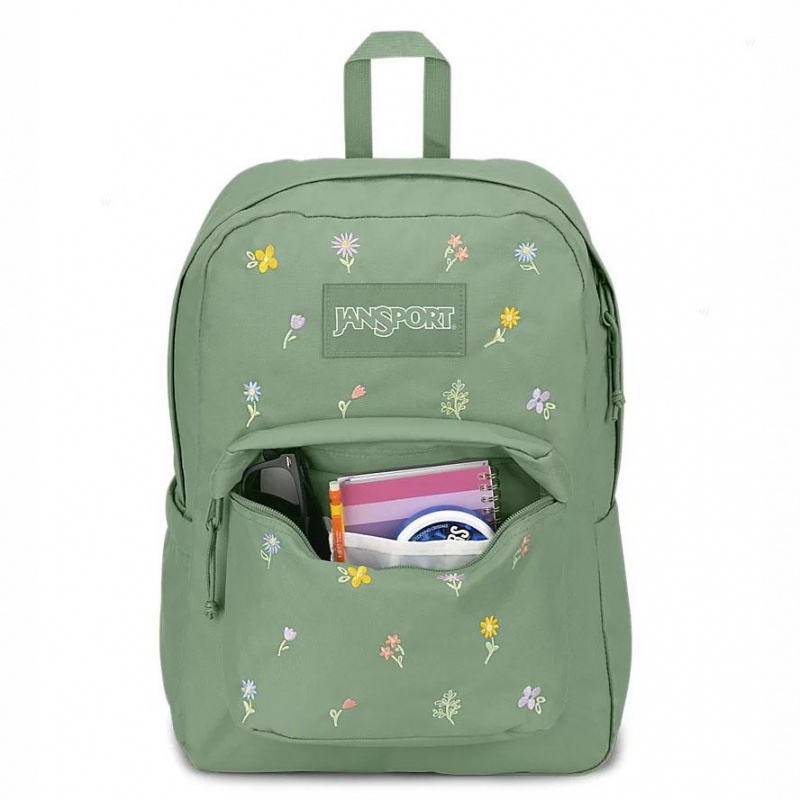 JanSport EMBROIDERED BLOSSOM BUNDLE Sırt çantaları Okul Sırt Çantaları Yeşil | XTRBH95885