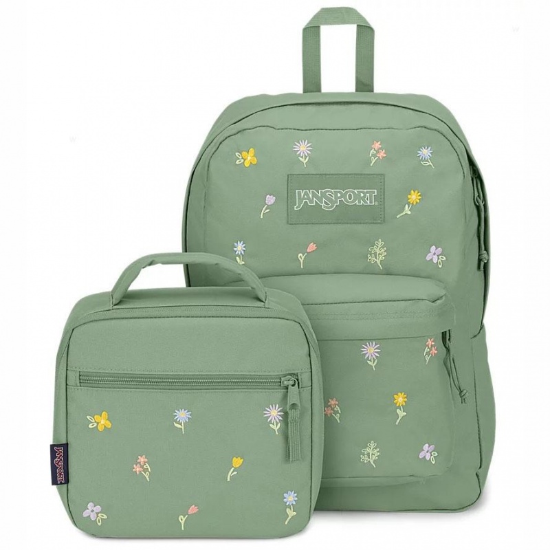 JanSport EMBROIDERED BLOSSOM BUNDLE Sırt çantaları Okul Sırt Çantaları Yeşil | XTRBH95885